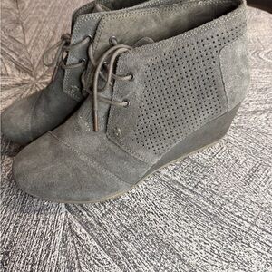 TOMS suede wedge ankle boots